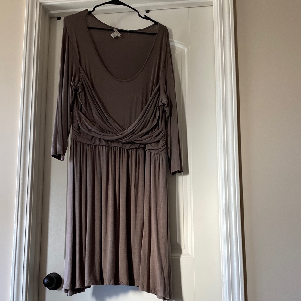 Boston Proper Taupe Long Sleeve Dress